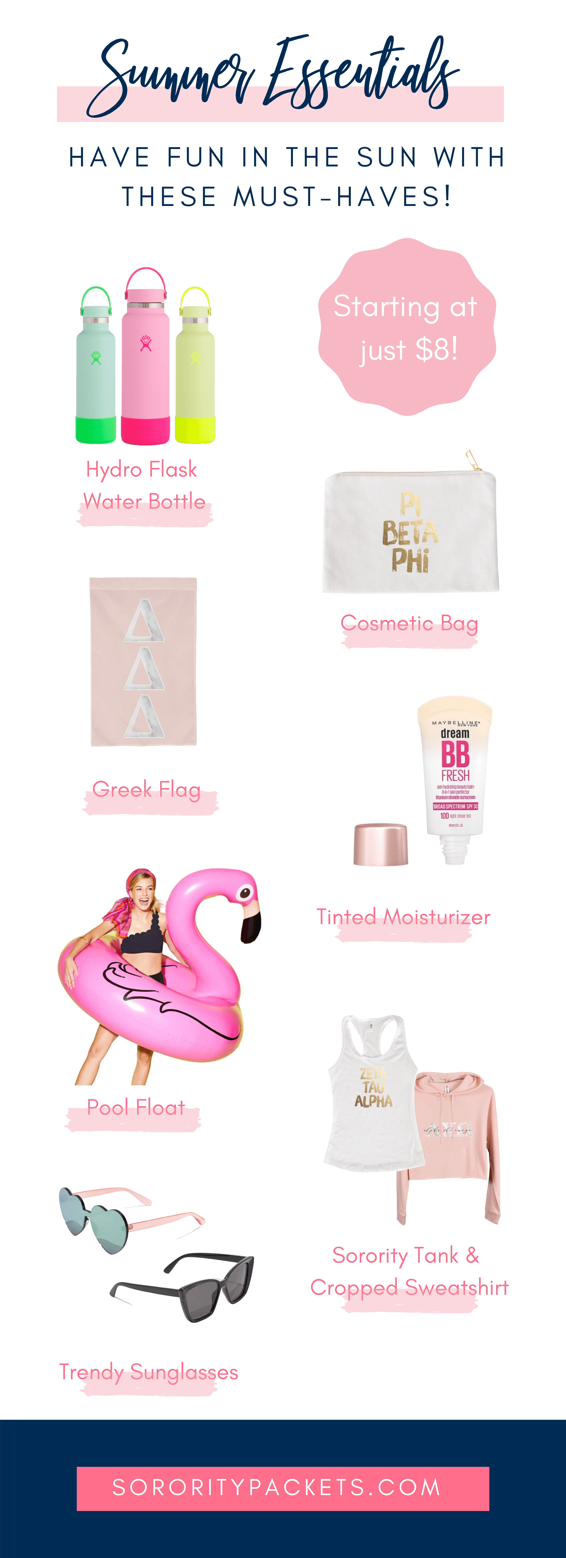 Sorority Essentials, items to have over the summer