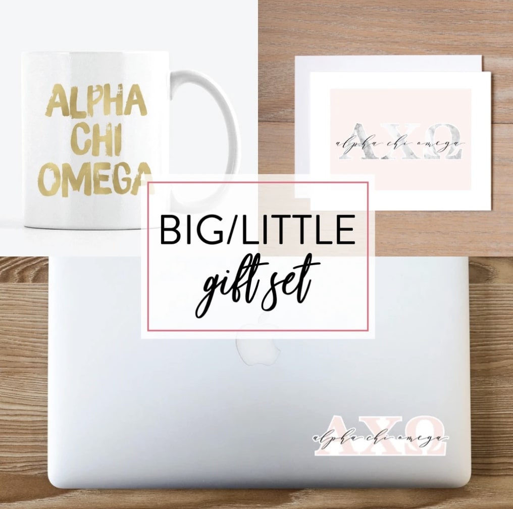 Big little gift set of coffee mug, note cards, and decal