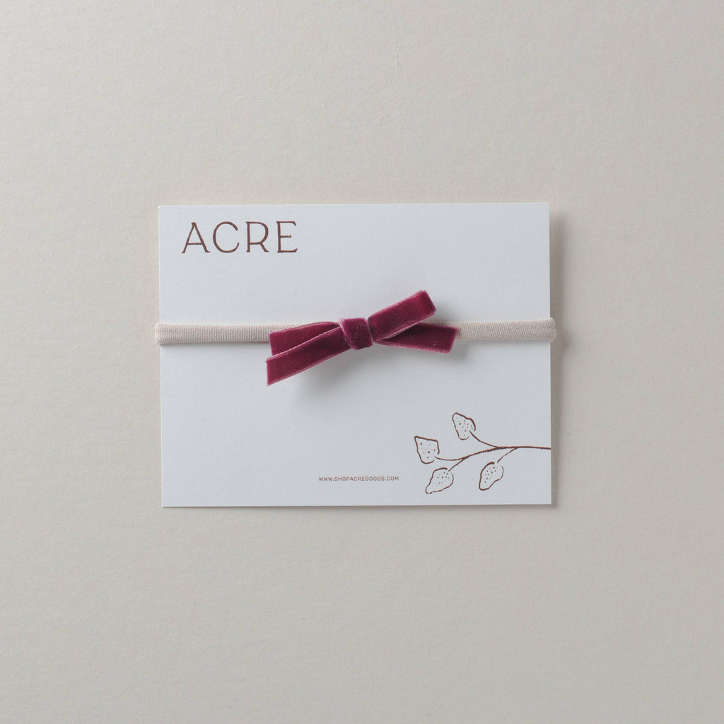 Velvet Infant Bow Headband~ Berry