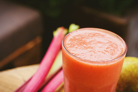 Bright salmon colored nutritious shake