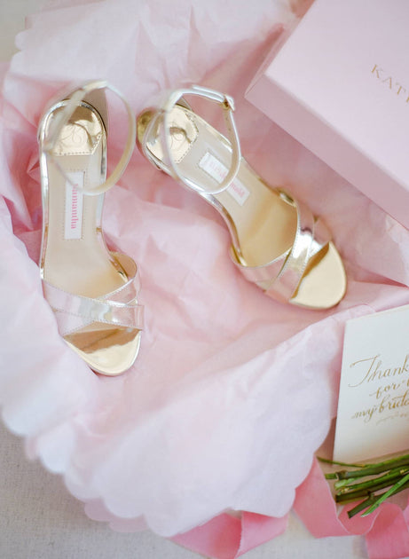 gold bridesmaid sandals