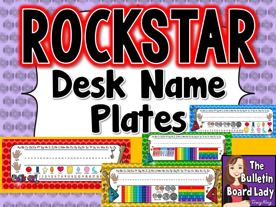 Student Name Plates Rock Star Theme The Bulletin Board Lady