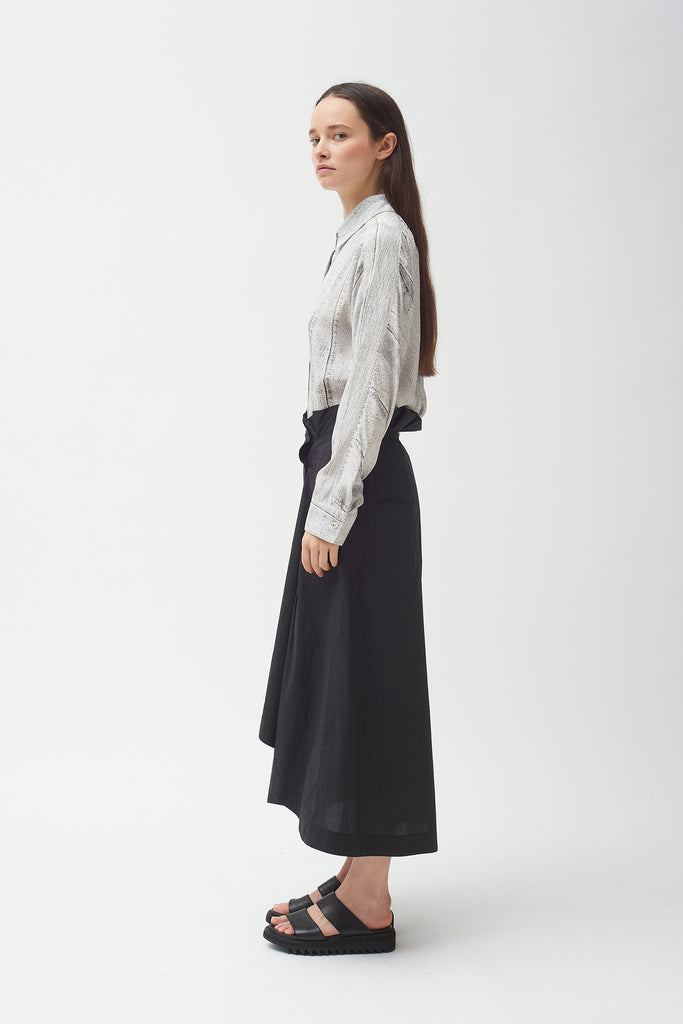 cotton poplin Asymmetric Skirt | Colovos