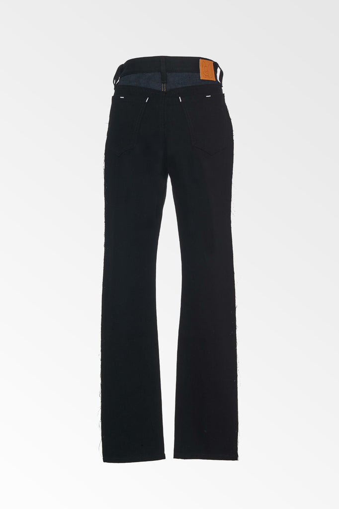 Colovos high Rise two tone Blue/Black straight leg jeans Colovos
