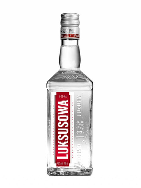 mock up illustration of Luksusowa Vodka silver bottle