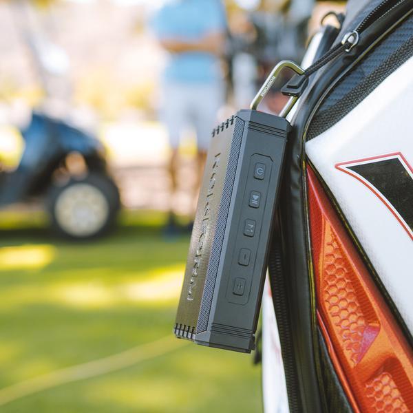 Rokform G-ROK speaker on golf bag