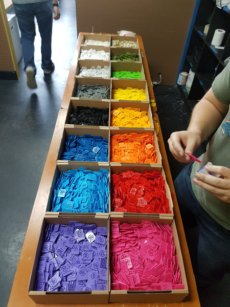 Picture of all 16 PLA colors colours Materio3D in tags