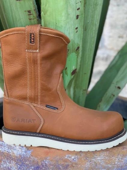 ariat work boots pull on