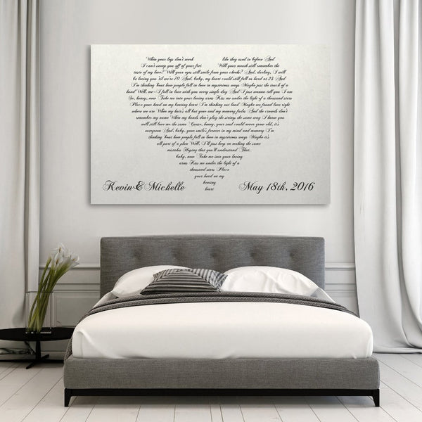 lyrics in a heart canvas