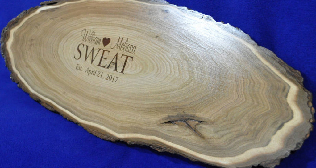 Engraved Wood Stump Wooden Wedding Guest Book
