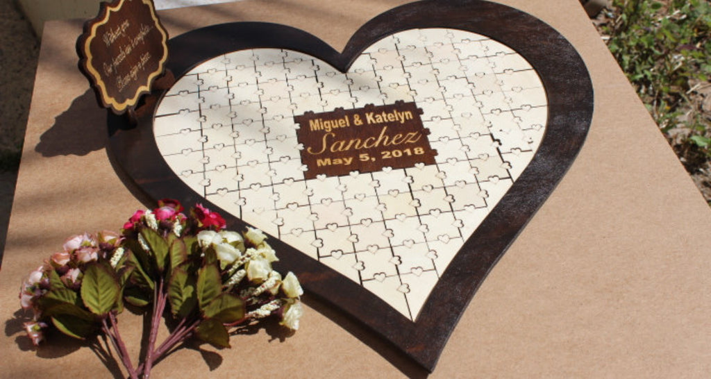 Heart Puzzle Wedding Guest Book