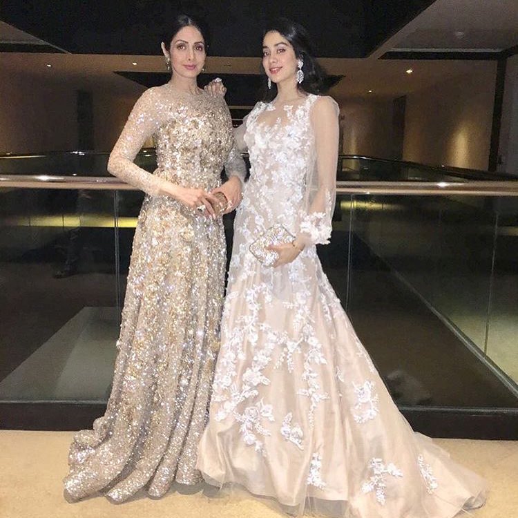 Sridevi and Jhanvi are looking in these colour-coordinated Manish Malhotra gowns!