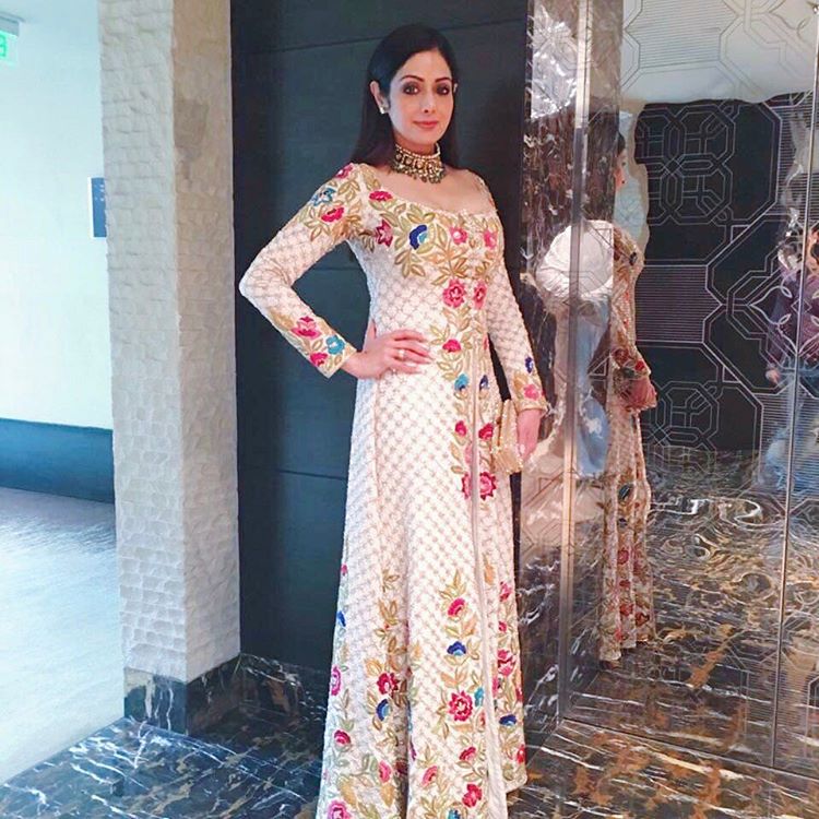 Shridevi in Manish Malhotra's Designer Front open long slit Straight Pant Salwar Suit Indian Wear