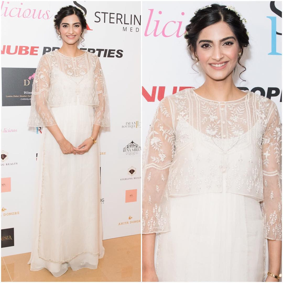 Sonam Kapoor in Anita Dongre's Spring 2017 Collection Designer White Dress