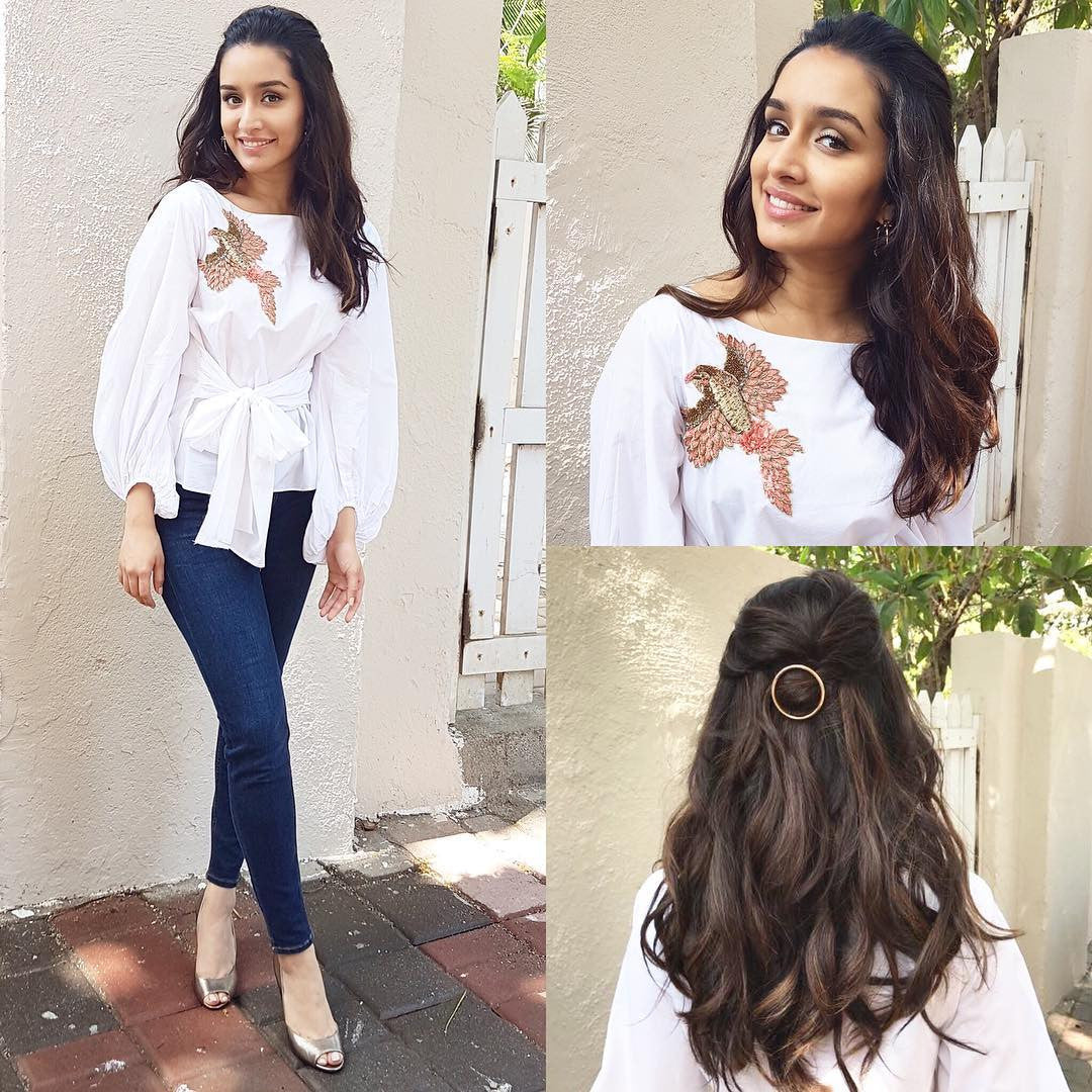 Shraddha Kapoor looks breezyyy & beautiful in Sonaakshi Raaj's fresh summer pret phoenix knot shirt