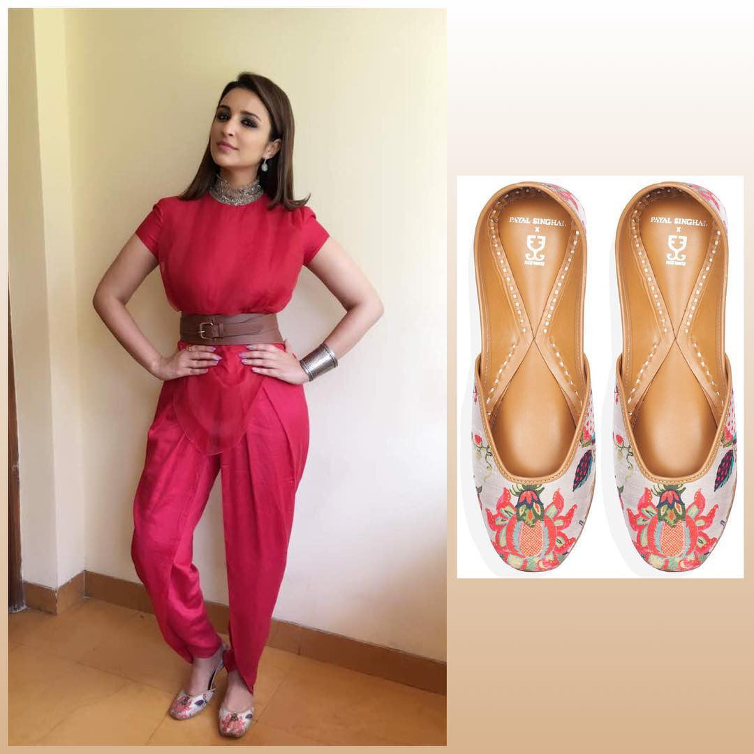 Parineeti Chopra Looked Gorgeous in Amoh Jade by Monica & Karishma's Red Jump Suit Team up With Fizzy Goblet Jutties 