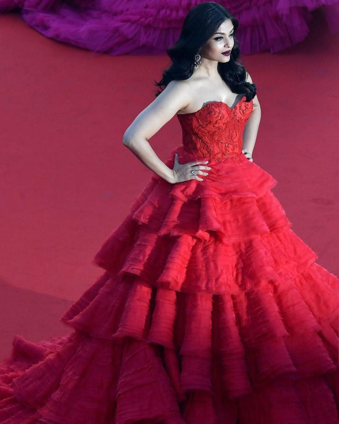 Aishwarya Rai Bachchan Looked Like A Barbie Doll In Ralph & Russo’s Multi-Layered Red Gown  At Cannes Film Festival