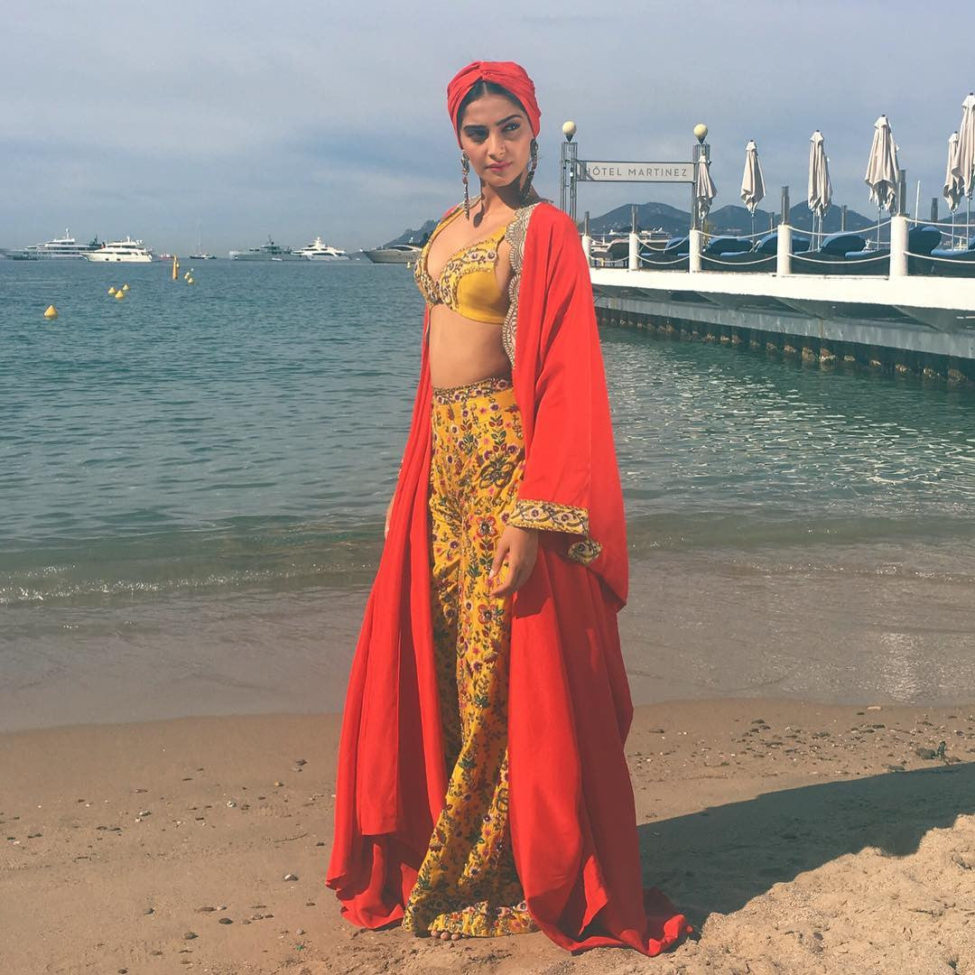 Sonam Kapoor Looked Like Refreshing Waves This morning in Anamika Khanna's Dress