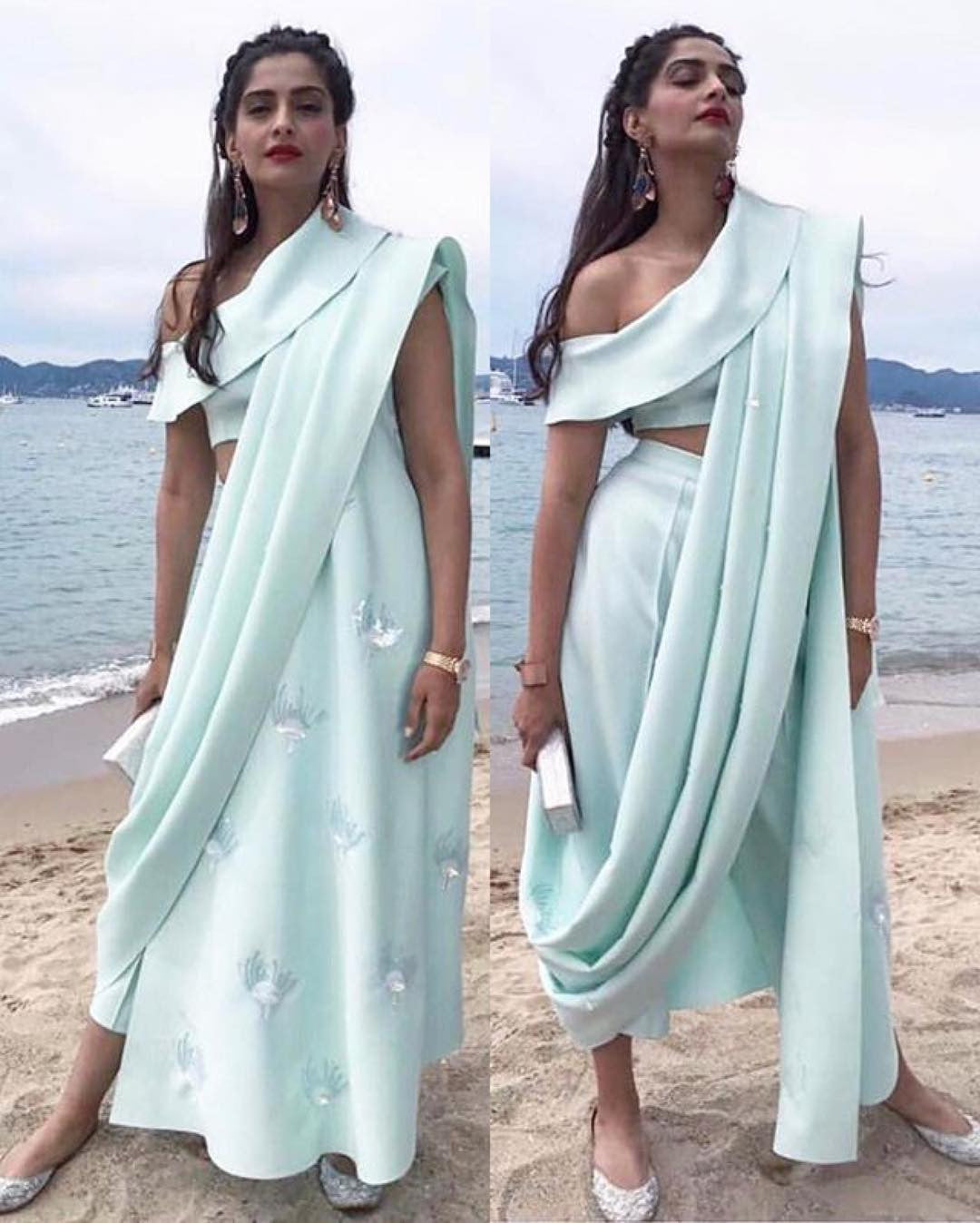 Sonam Kapoor Looked Gorgeous in Masaba Gupta's custom cropped trouser sari