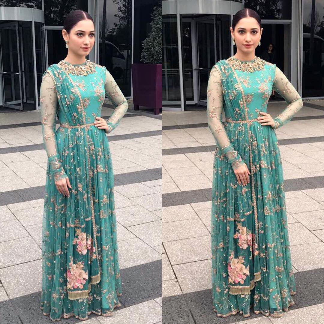 Tamannaah Bhatia Looked gorgeous in Sabyasachi's Designer green anarkali Suit