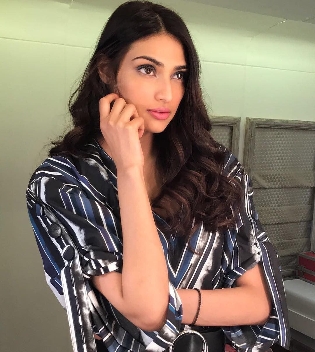 Athiya Shetty Looked Chic in Striped Shirt Team Up With Black Pencil Skirt By Prabal Gurung