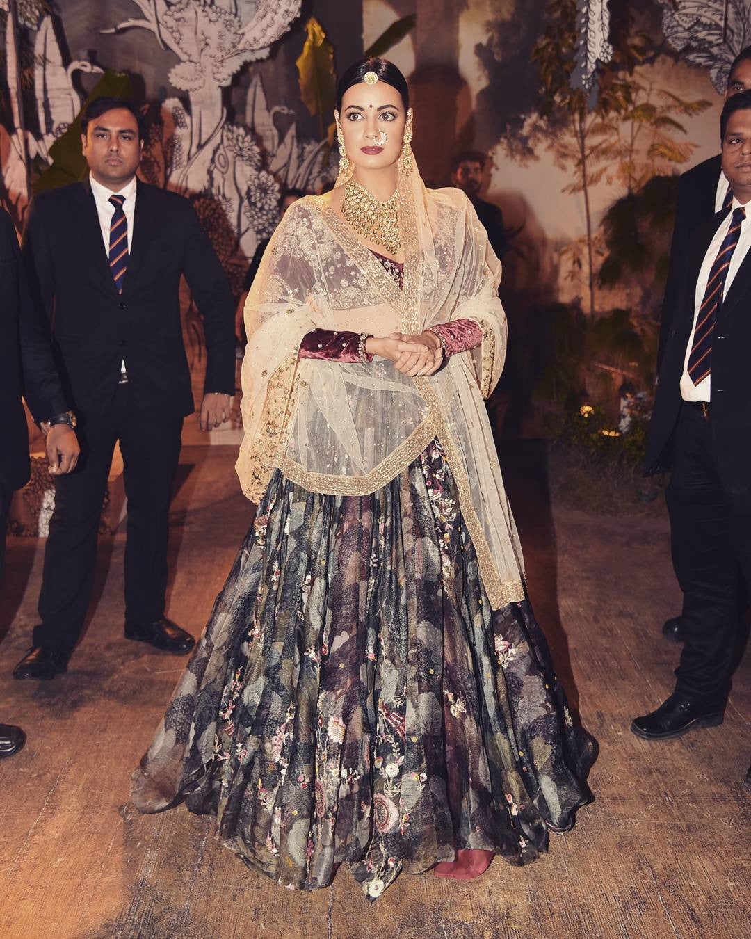 Dia Mirza made a graceful entrance as a showstopper at Anju Modi‘s shows