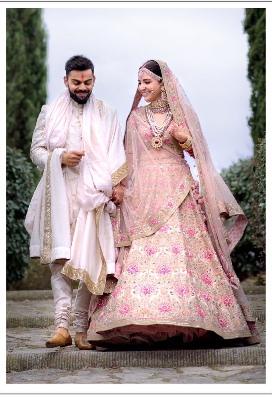 Anushka Sharma Looked Royal in Pink Floral Lehenga By Sabyasachi