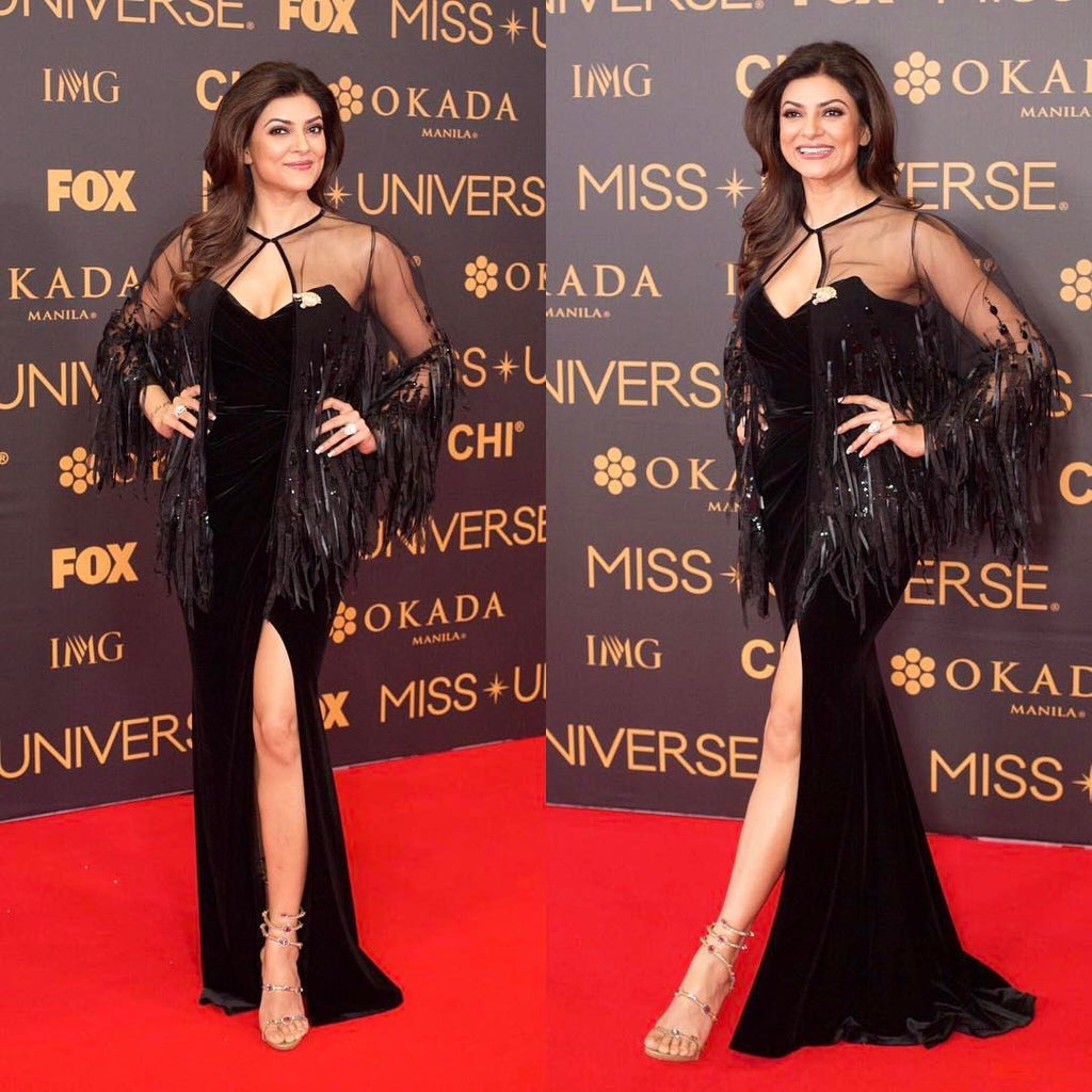 Sushmita Sen Looked Angelic in a Black Gown at The Miss Universe 2016
