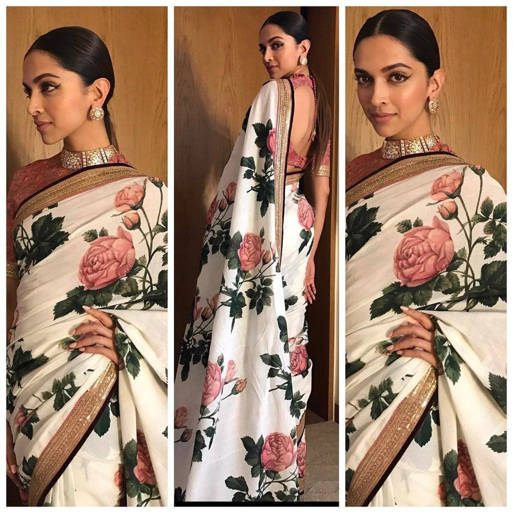 Deepika Padukone Looked Drop Dead Gorgeous in Sabyasachi Floral Saree From Udaipur Collection