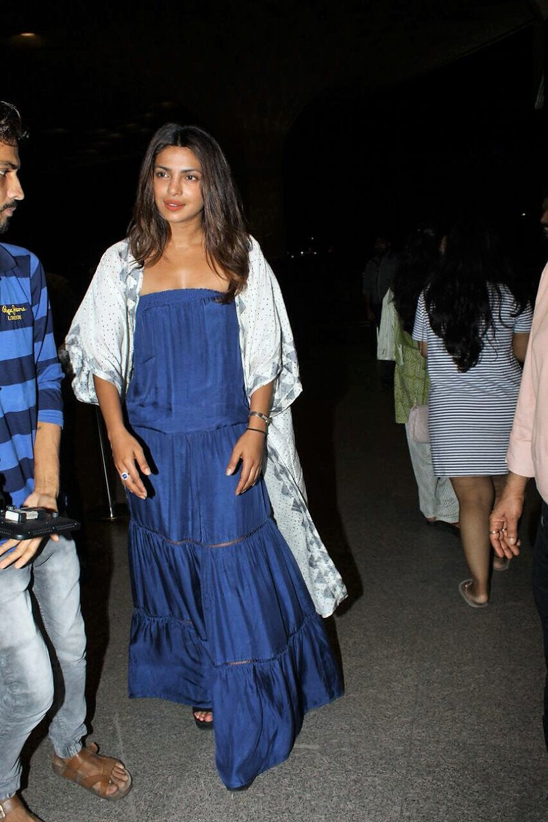 Priyanka Chopra Looked Splendid In Maxi Dress From Turquoise And Gold & Bungalow 8