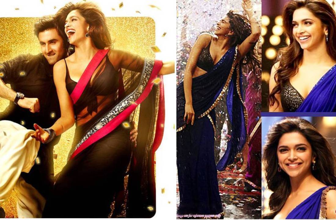 Deepika Padukone in blue saree in yeh jawaani hai deewani