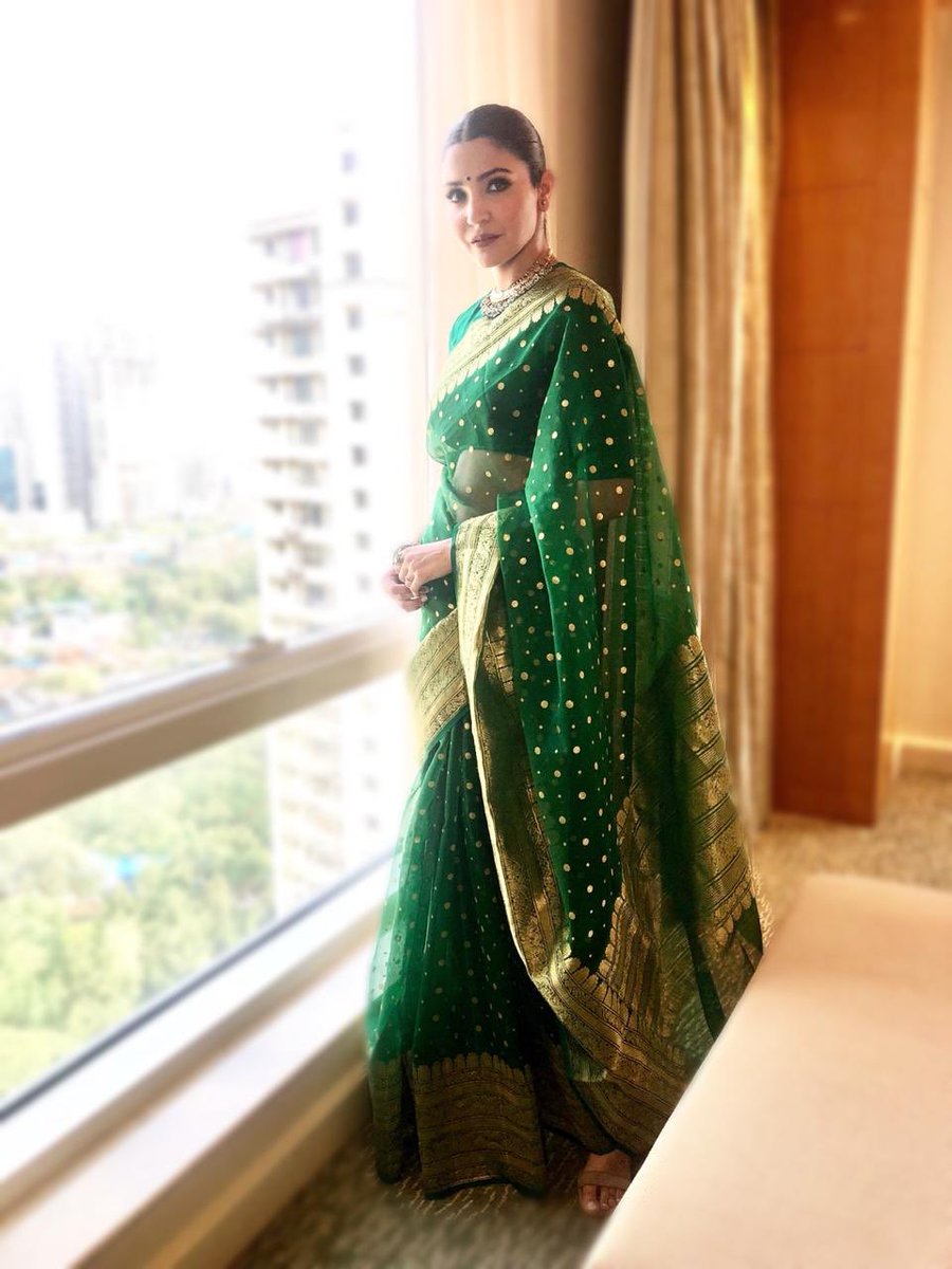 Anushka Sharma Looks Drop-Dead Gorgeous in a Green Silk Saree