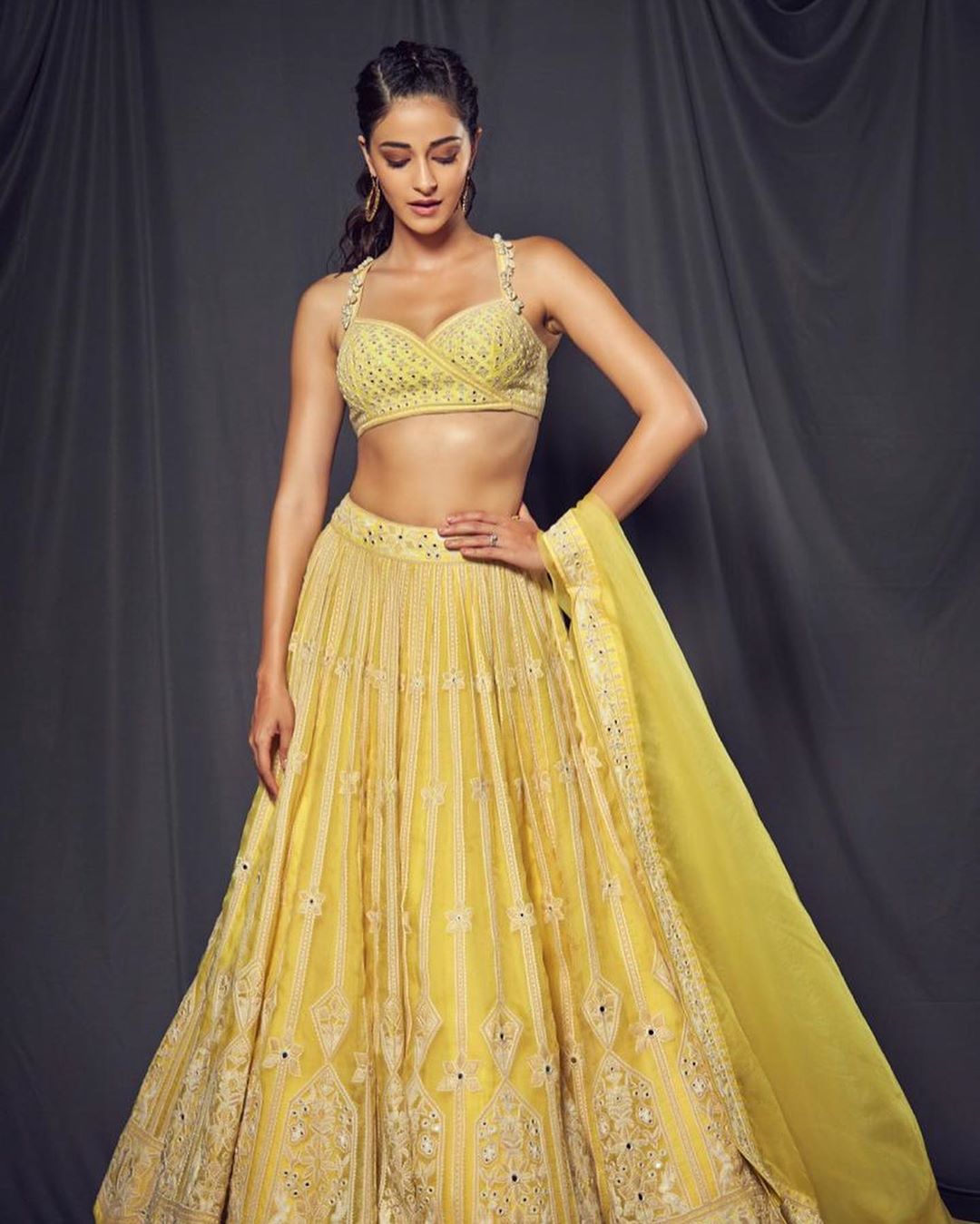 Ananya Panday in designer Yellow lehenga