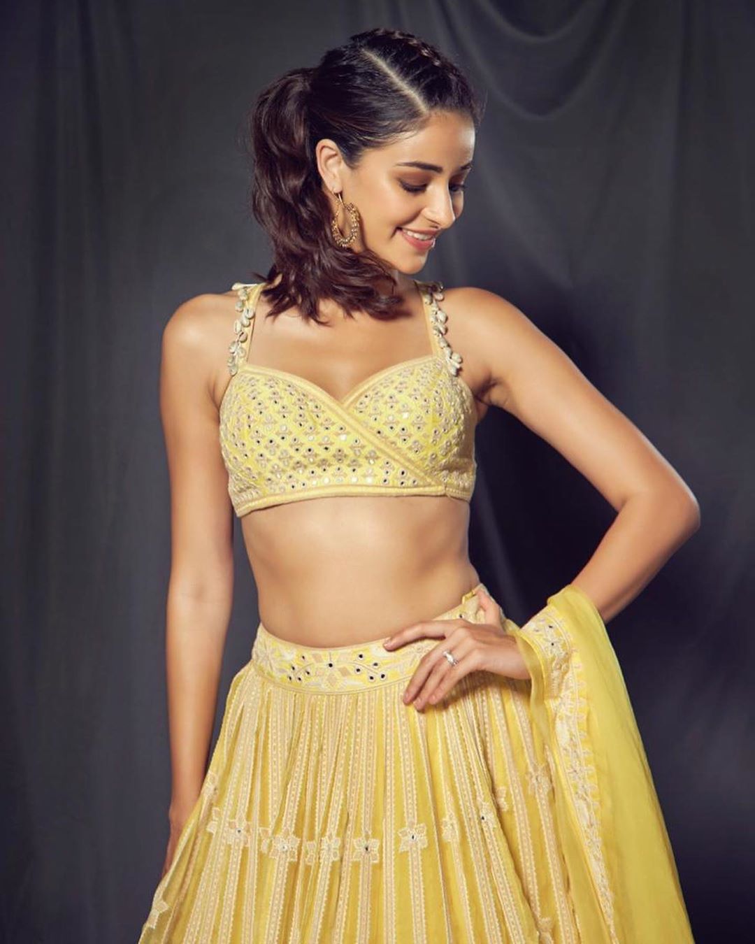 Ananya Panday in designer Yellow lehenga