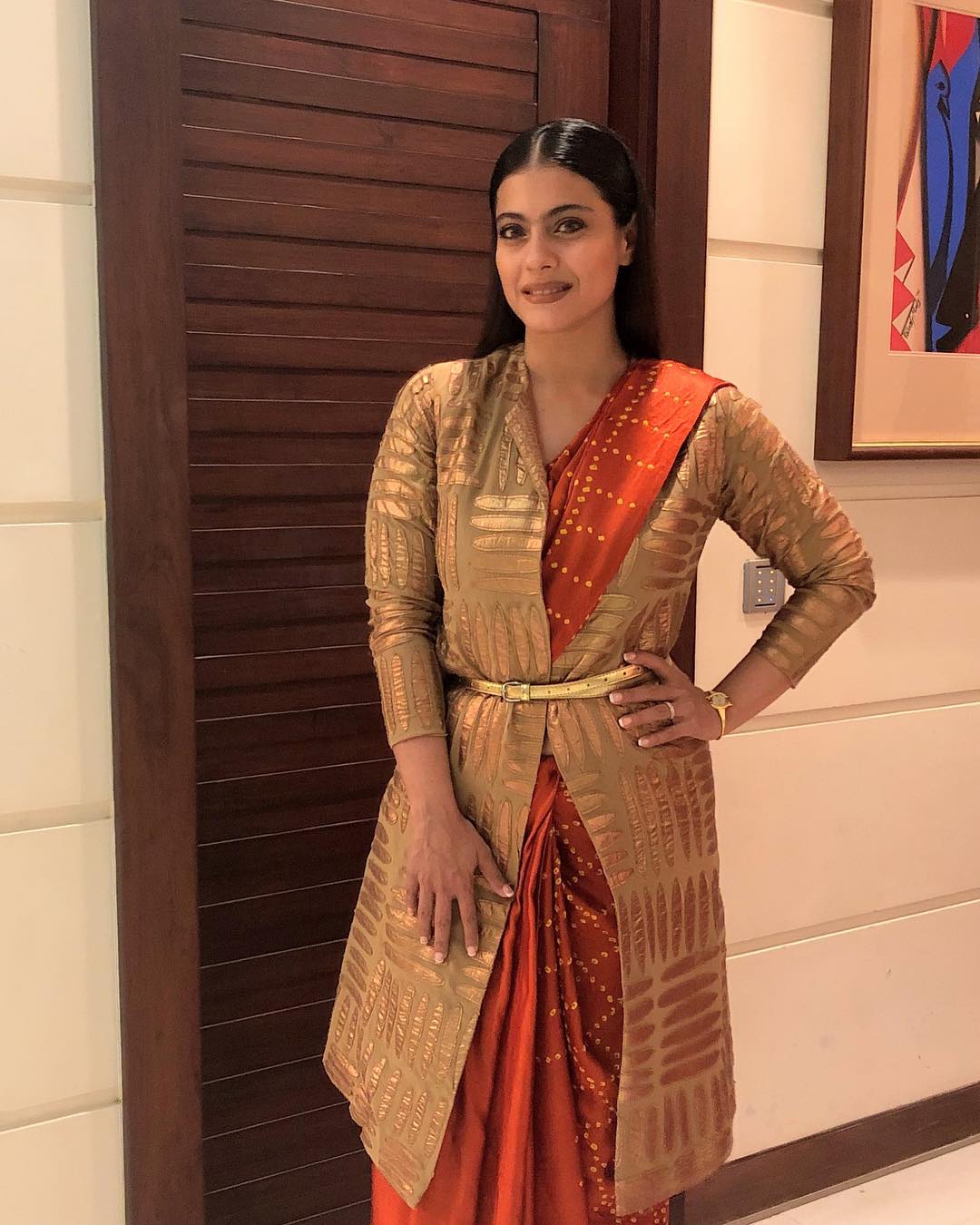 You Need To Check Out Kajol’s Bandhani Sarees With Gold Jacket Look Is Unbelievable