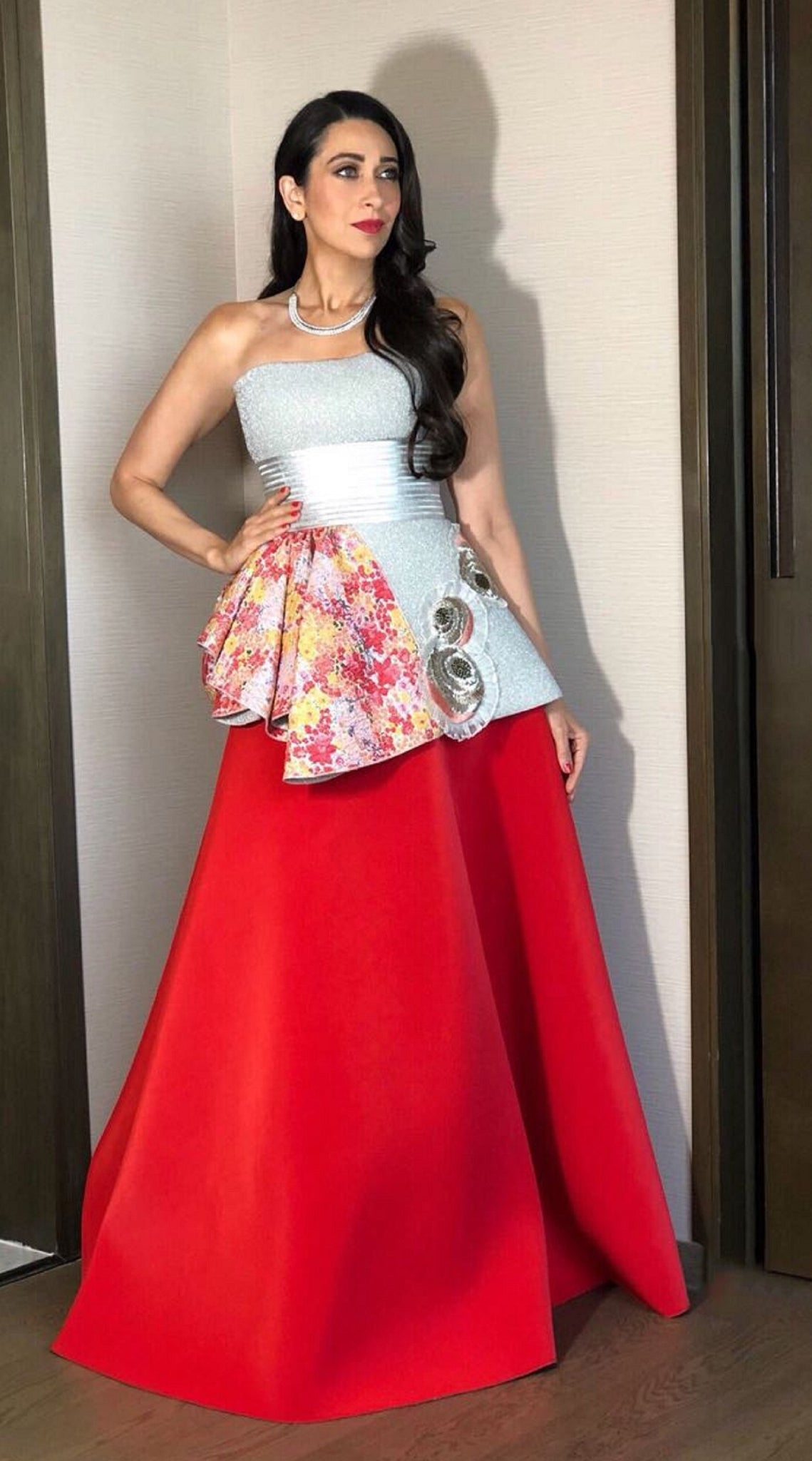 Karisma Kapoor wearing Amit Aggarwal for a Forevermark event in Kolkata.