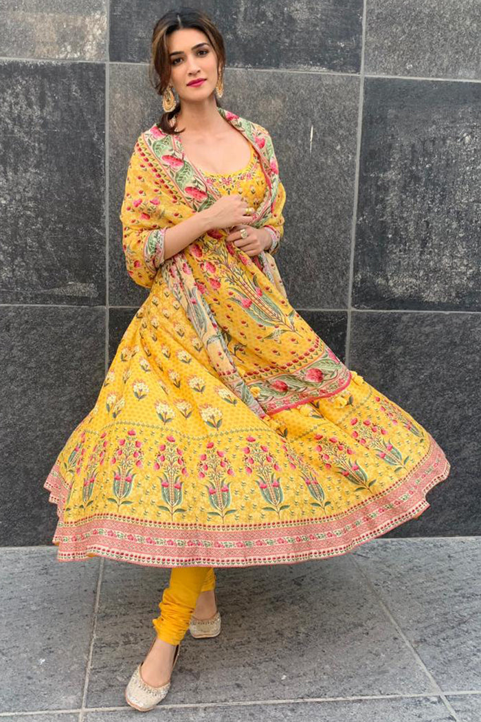Kriti Sanon in Yellow Anarkali Suit