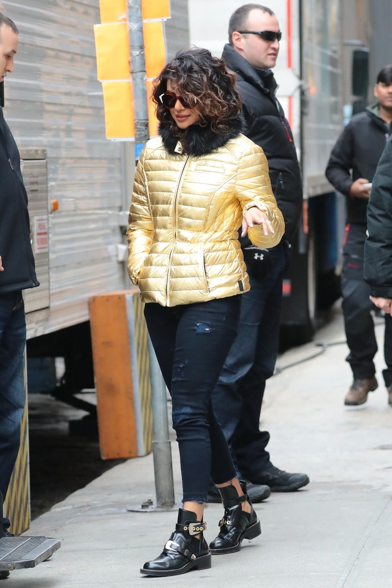 Priyanka Chopra in golden Jacket