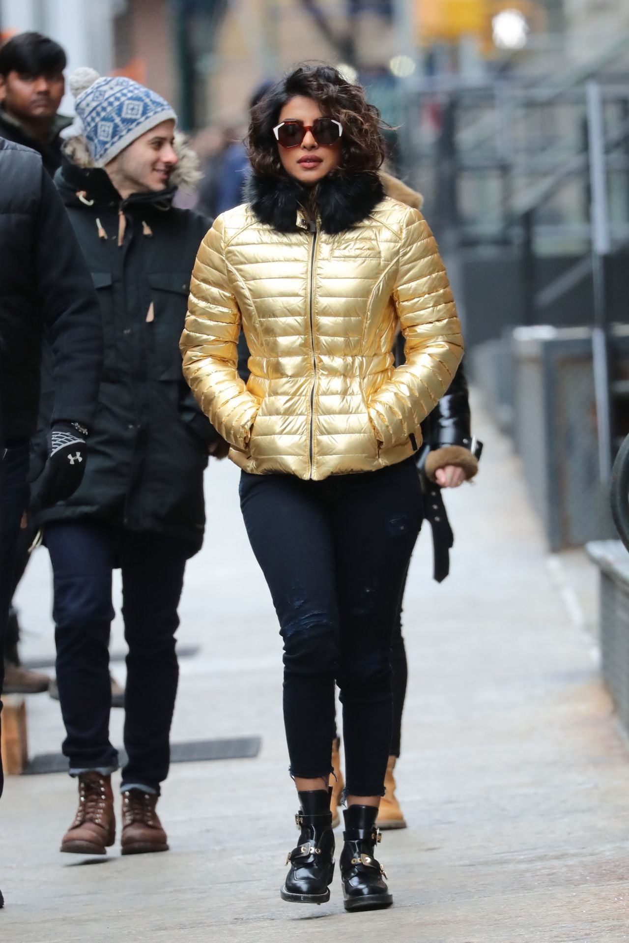 Priyanka Chopra in golden Jacket