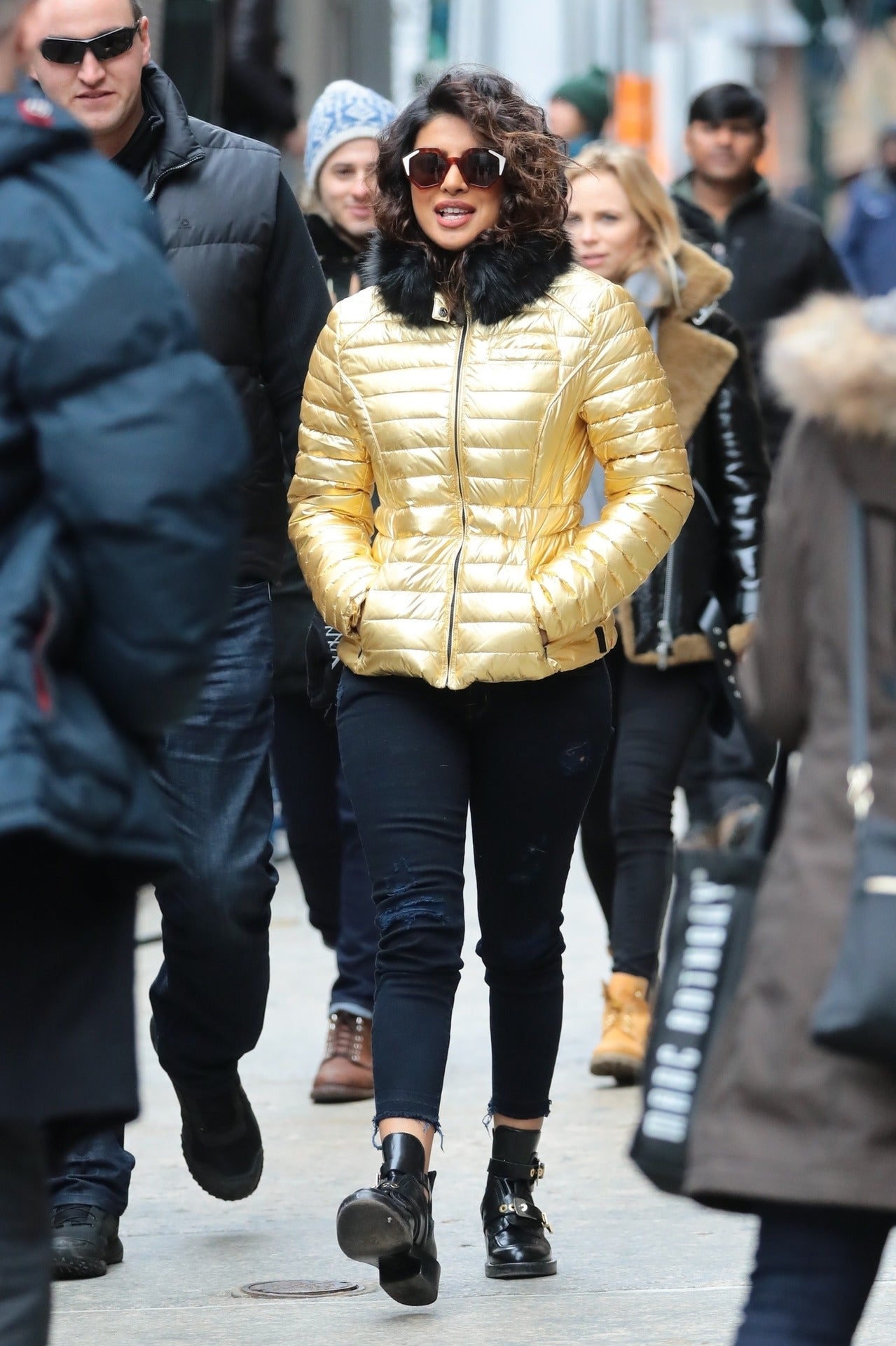 Priyanka Chopra in golden Jacket