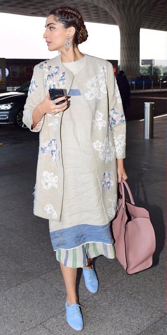 Sonam Kapoor Made A Stylish Entry At Mumbai  Airport