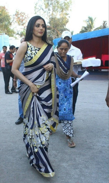 Sridevi Looked Lovely In Manish Malhotra’s  Floral Embroidery Designer Saree 