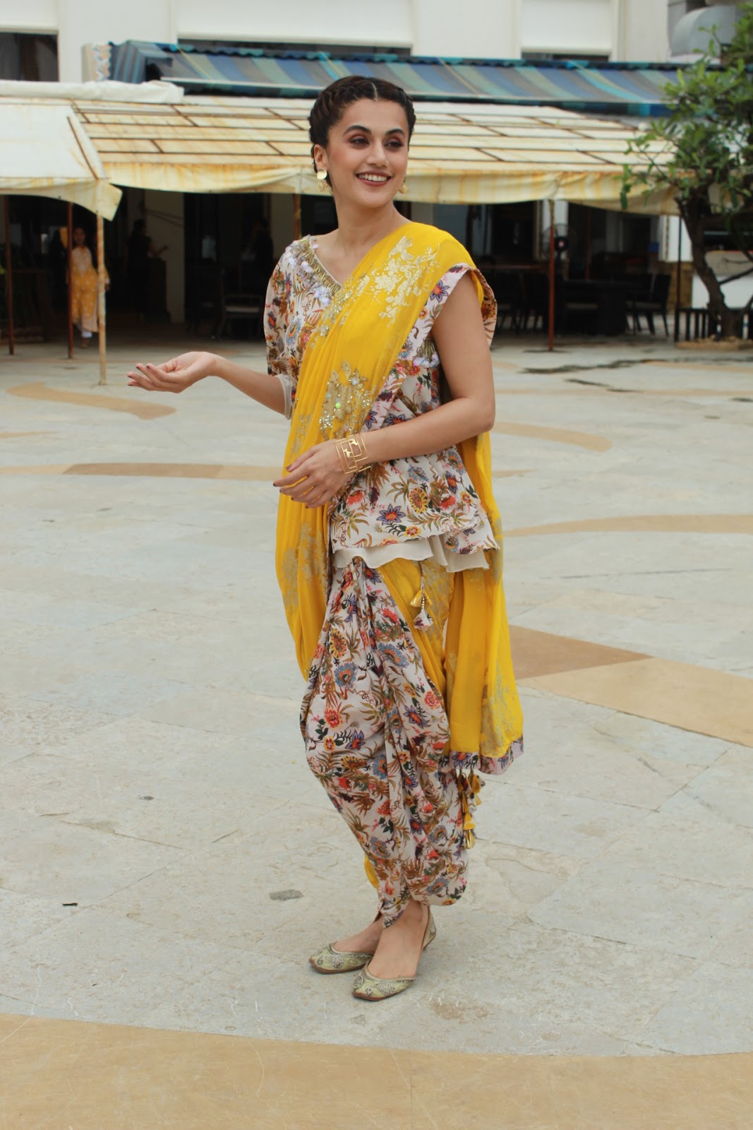 Taapsee Pannu in Dhoti Saree | Taapsee Pannu | Dhoti Saree | Floral Printed Sarees | Printed Sarees | Sarees – Lady India