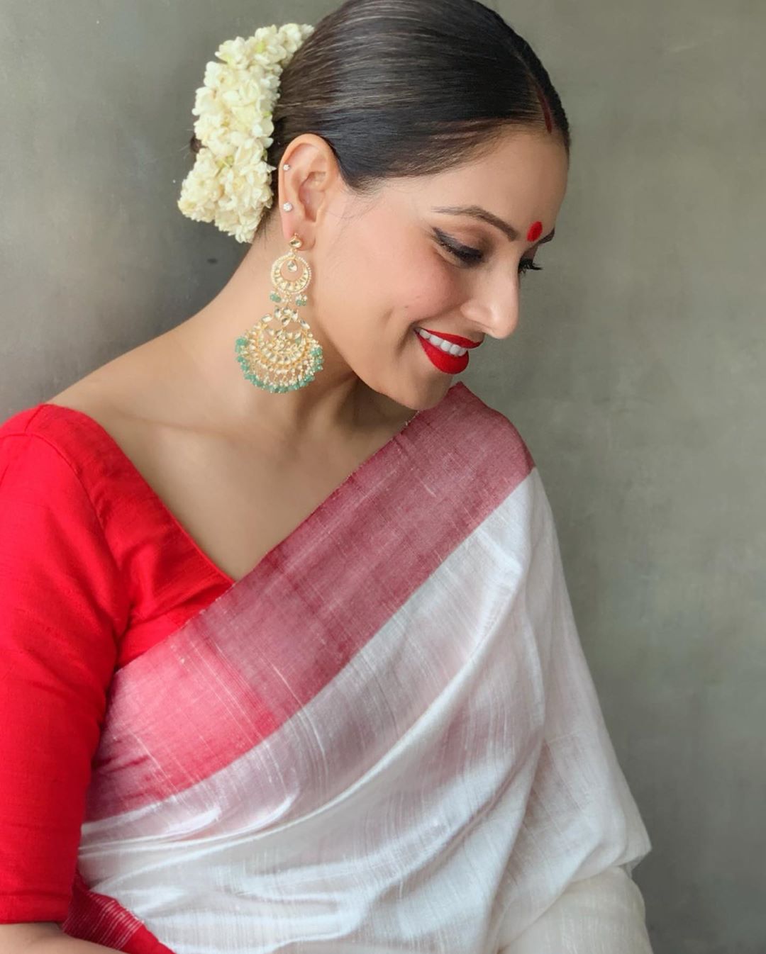 Bipasha Basu in Red And White Saree