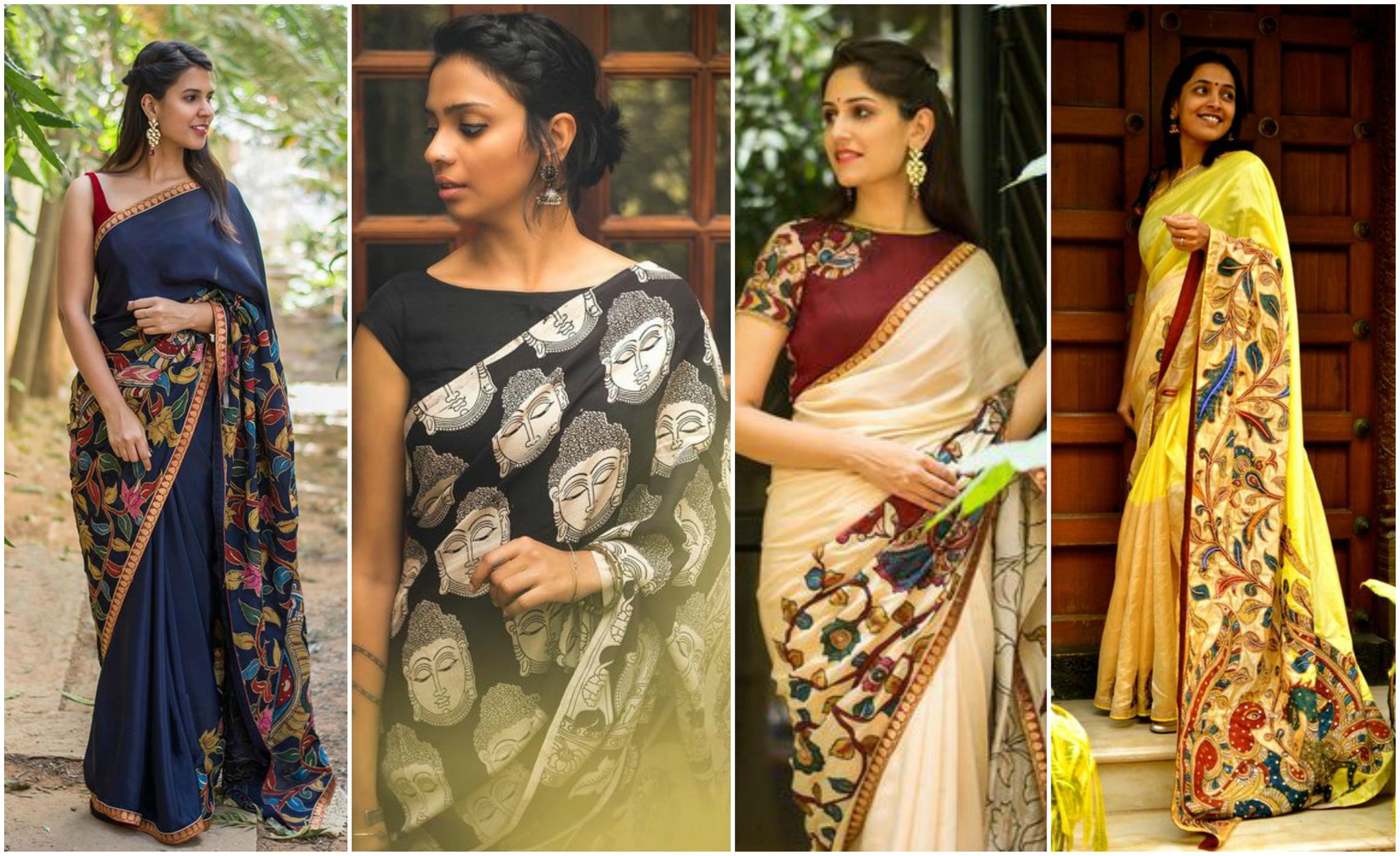 kalamkari-blouse-with-plain-saree