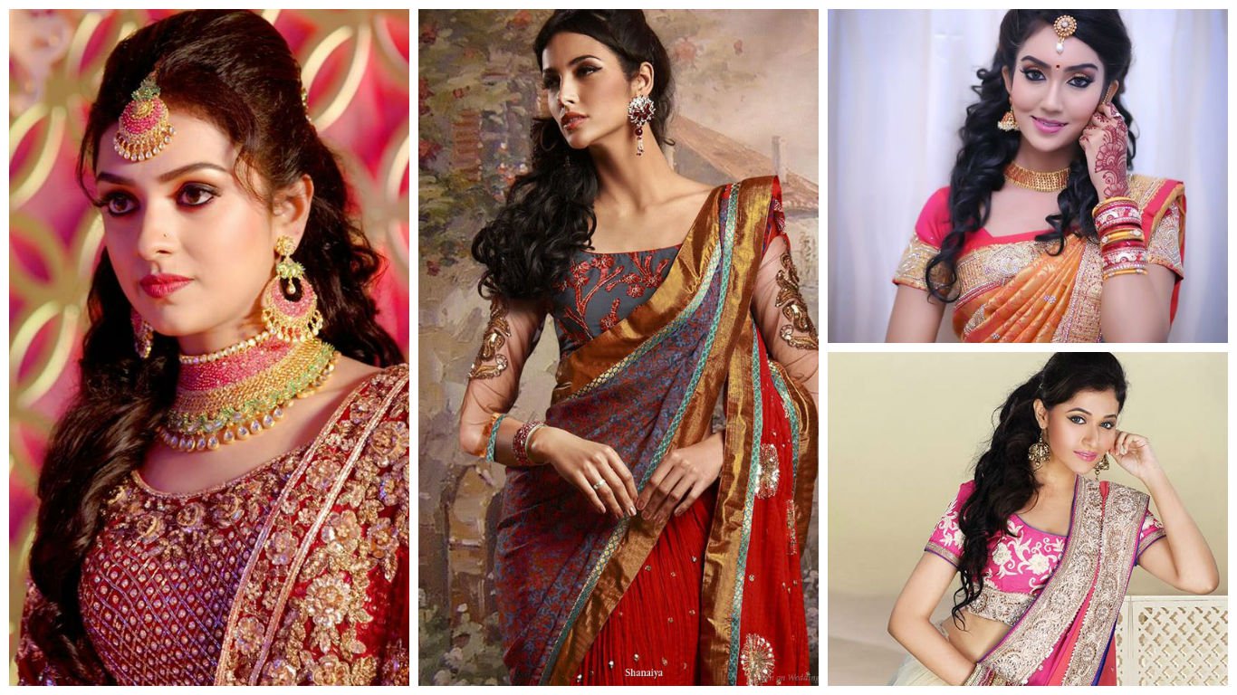 hairstyles-with-saree-for-party