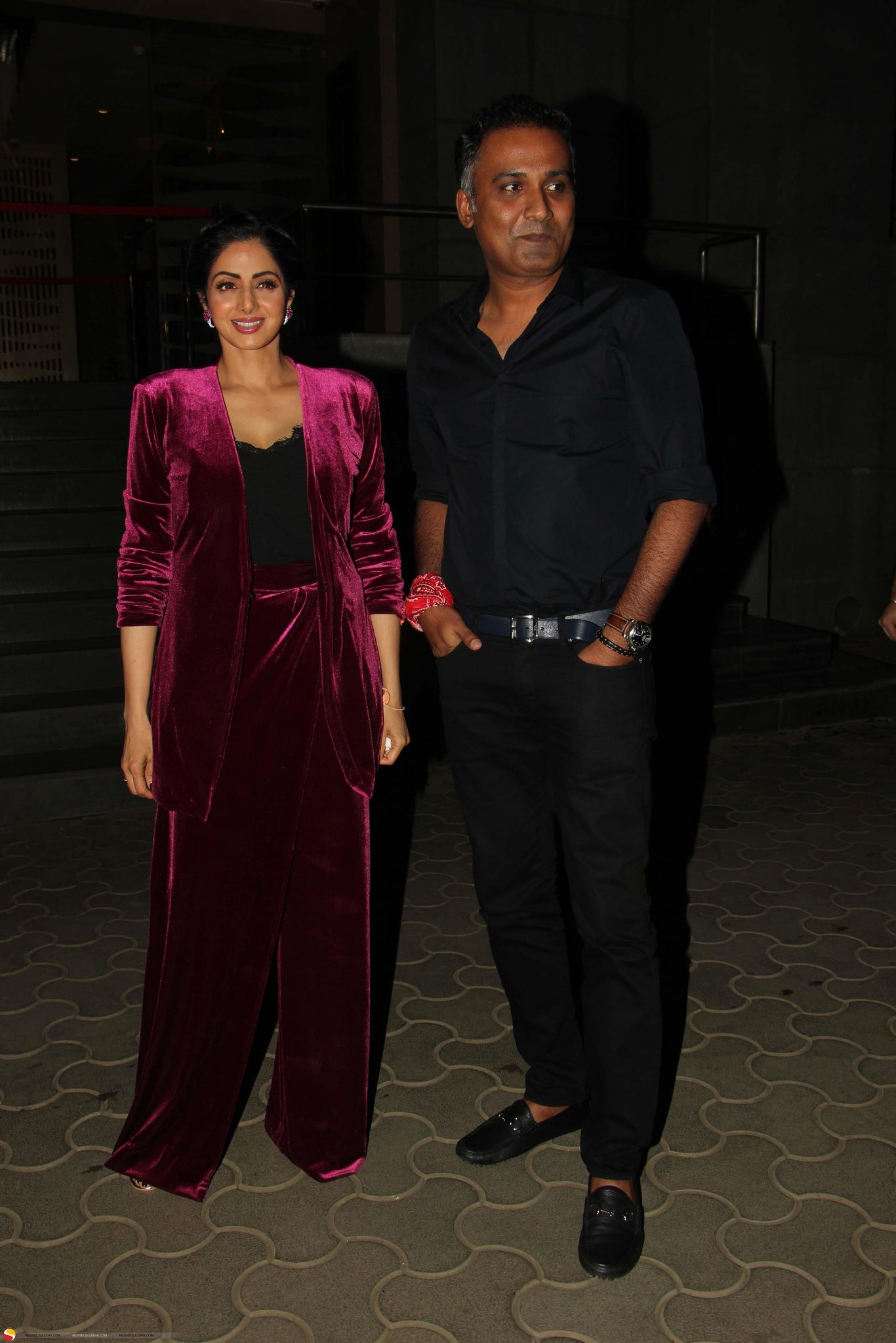 Sridevi In Velvet Outfit From Cactus At  'Mom' Press Meet