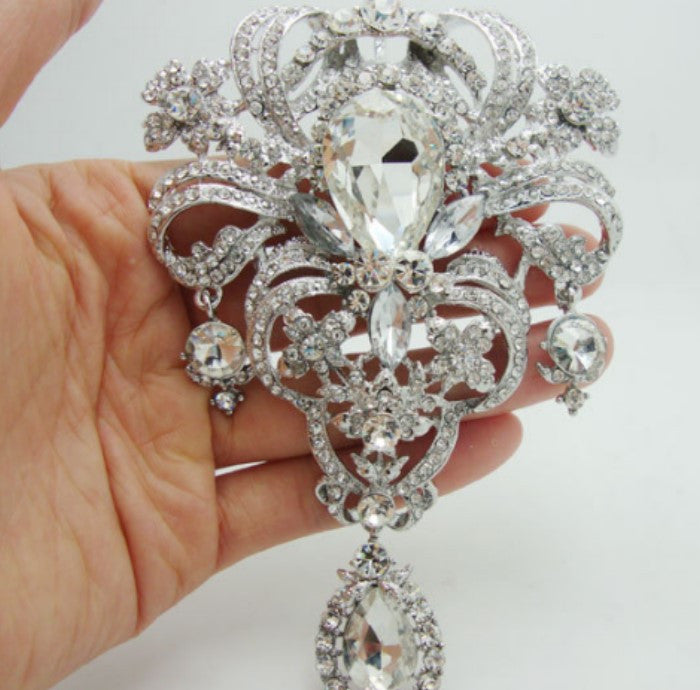 Brooch Extra Large Flower Pendant Pin Rhinestone BR-004 – Bouquets Nicole