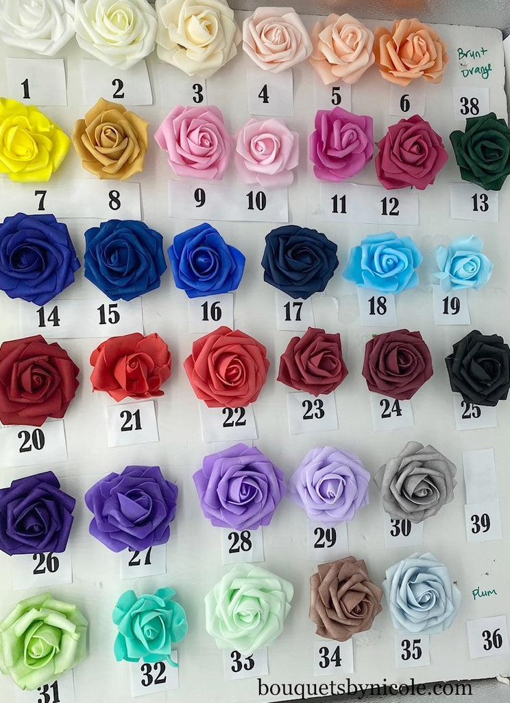 100 Pcs Colourfast Foam Roses Artificial Flower Wedding Bride Bouquet Party Pro 