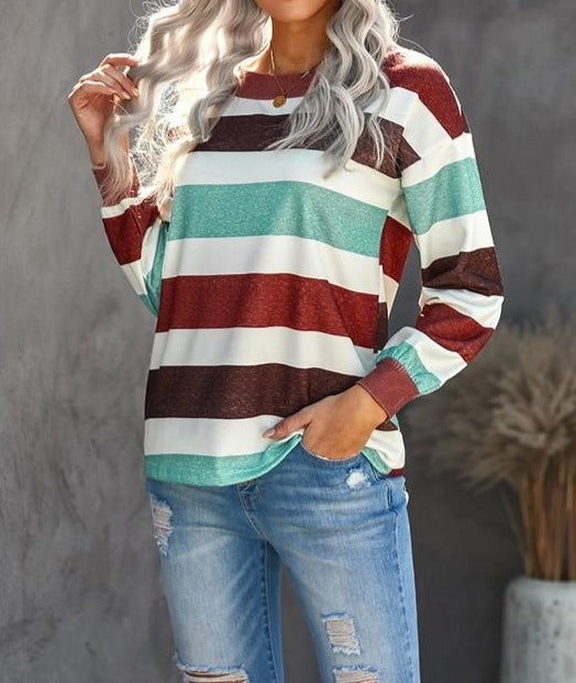 Striped Lantern Long Sleeve Top